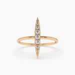 18K Solid Gold Elongated Micro Pave Diamond Ring