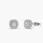 14k Halo Setting Lab-Grown Diamond Studs - Image 2