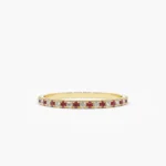 14K Solid Gold Ruby and Diamond Alternating Eternity Ring