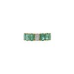 14K Solid Gold Emerald And Diamond Ring