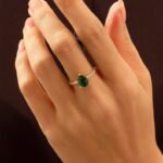 14K Solid Gold Green Emerald Solitaire Ring - Image 7