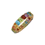 18K Solid Gold Rainbow Emerald Cut Eternity Band - Image 5