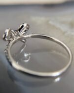 14K Solid Gold Natural Blue Sapphire Bow Ring - Image 5