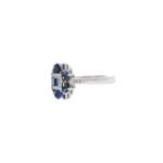 14K Solid Gold Blue Sapphire And Flower Diamond Ring - Image 3