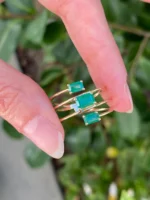 18K Solid Gold Spiral Emerald Ring - Image 3