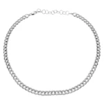 Half Natural Diamond Cuban Link Necklace With Extender
