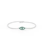 Natural Emerald Evil Eye Bracelet Gold - Image 5
