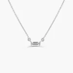 18k Gold Baguette Natural Diamond Necklace - Image 4