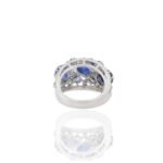 18K Solid Gold Cabochon Blue Sapphire and Diamond Ring - Image 10