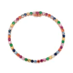 14K Solid Gold Multi color tennis bracelet