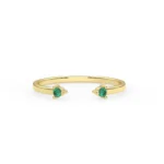 18K Solid Gold Natural Emerald Cuff Ring