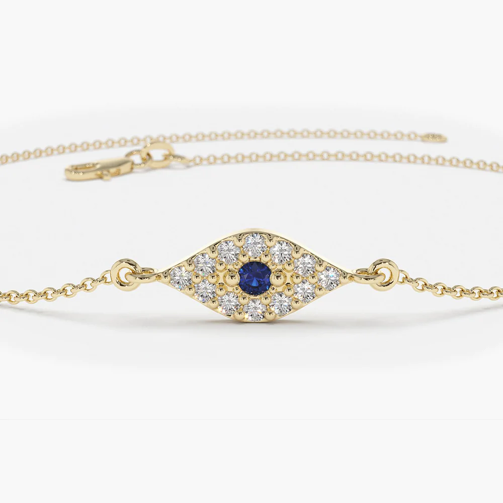 400548_bc1f510861c64d9b82c07093c4908cd6mv2.webp 14K Solid Gold Lab-Grown Diamond and Sapphire Evil Eye Bracelet - Image 1