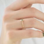 14K Solid Gold Minimalist Emerald Promise Ring - Image 7