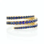 18K Solid Gold Blue Sapphire Coil Ring