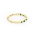 18K Solid Gold Half Eternity Emerald Bezel Ring - Image 5