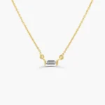 18k Gold Baguette Natural Diamond Necklace