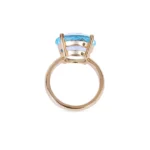 14K Solid Gold Blue Topaz Candy Cocktail Ring - Image 2