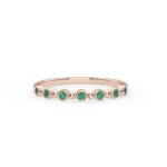 18K Solid Gold Half Eternity Emerald Bezel Ring - Image 3