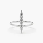 18K Solid Gold Elongated Micro Pave Diamond Ring - Image 5