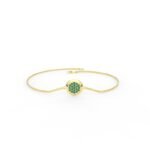 18k Solid Gold Natural Emerald Cluster Disc Bracelet - Image 4