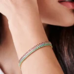 14K Solid Gold Prong Setting Emerald Tennis Emerald Bracelet for Women - Image 7