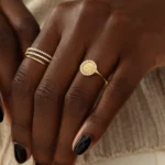 18K Solid Gold Lab-Grown Diamond Emblem Signet Ring - Image 3