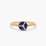 18K Solid Gold Marquise Sapphire Cluster Ring - Image 2
