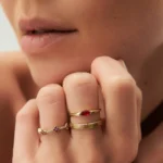 18K Solid Gold Horizontal Marquise Shape Natural Ruby Ring - Image 3