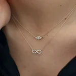 14K Gold Natural Diamond Infinity Necklace - Image 4