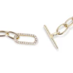 14K Gold With Diamond Link Toggle Bracelet - Image 4
