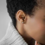 18K Solid Gold Diamond Dusting Studs - Image 5