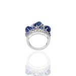 18K Solid Gold Cabochon Blue Sapphire and Diamond Ring - Image 6