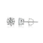 18k White Gold Moissanite Diamond 4-Prong  Stud Earrings - Image 2