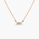 18k Gold Baguette Natural Diamond Necklace - Image 8