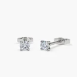 14K Solid Gold Prong Setting Lab-Grown Diamond Trio Tiny Stud Earrings - Image 2