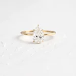 18K Solid Gold Pear Cut Lab-Grown Diamond Ring - Image 6