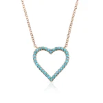 14K Solid Gold Turquoise Heart Necklace