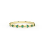 18K Solid Gold Half Eternity Emerald Bezel Ring