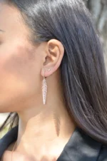 Natural Diamond Feather Drop Earrings - Image 5