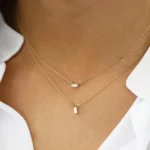 18k Gold Baguette Natural Diamond Necklace - Image 6