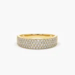 18K Solid Gold Half Eternity 4 Row Micro Pave Wedding Band