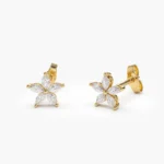 14k Marquise Lab-Grown Diamond Floral Studs