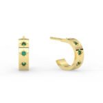 14K Solid Gold 1.5 MM wide Hoop Natural Emerald earrings, Hoop Earrings, Emerald Jewelry - Image 5