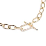 14K Gold With Diamond Link Toggle Bracelet - Image 2