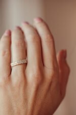 18K Solid Gold Small Round Diamond Full Eternity Band Ring - Image 10