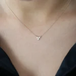 14k Bezel Set Trio Natural Diamond Necklace - Image 2