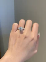 3.5ct Brilliant Round Moissanite Gold Ring 6-Prong Channel Pave Engagement Ring - Image 6