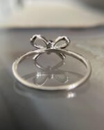 14K Solid Gold Natural Blue Sapphire Bow Ring - Image 6