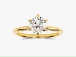 18K Solid Gold Six-Prong Round Solitaire Lab Grown Diamond Ring for Women - Image 2