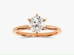 18K Solid Gold Six-Prong Round Solitaire Lab Grown Diamond Ring for Women - Image 7